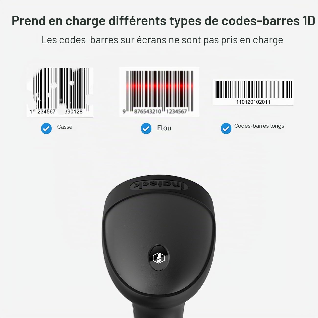 Inateck USB Lecteur de Code-Barres avec Support, Douchette Filaire, BCST-33