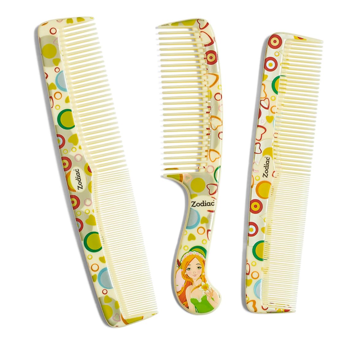 Zodiac Hair Combs Set, design colourful Pattern, 3-Piece Professional Styling Combs,-picture-30