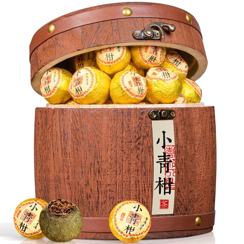Amazon.com : 茶叶普洱茶小青柑正宗生晒新会普茶熟茶木桶龙井茶老头茶
