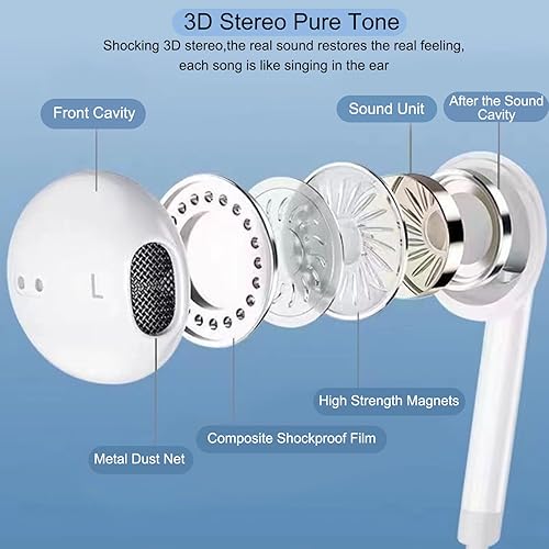 Miniatura 2 de Paquete de 3 auriculares USB C [certificados MFi], auriculares tipo C, auriculares estéreo HiFi con cable, auriculares intraurales magnéticos con