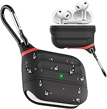 AirPods Pro 3 Case Silicone - Waterproof, Shockproof, Drop Protection, Wireless Charging Supported, One-Piece Folding Design with Carabiner for AirPods Pro 3rd Gen (2025) - Black