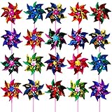 Elcoho 100 Pieces Plastic Rainbow Windmill Party Pinwheels DIY Pinwheel for Kids Toy Garden Party Lawn Decor, Assorted Color