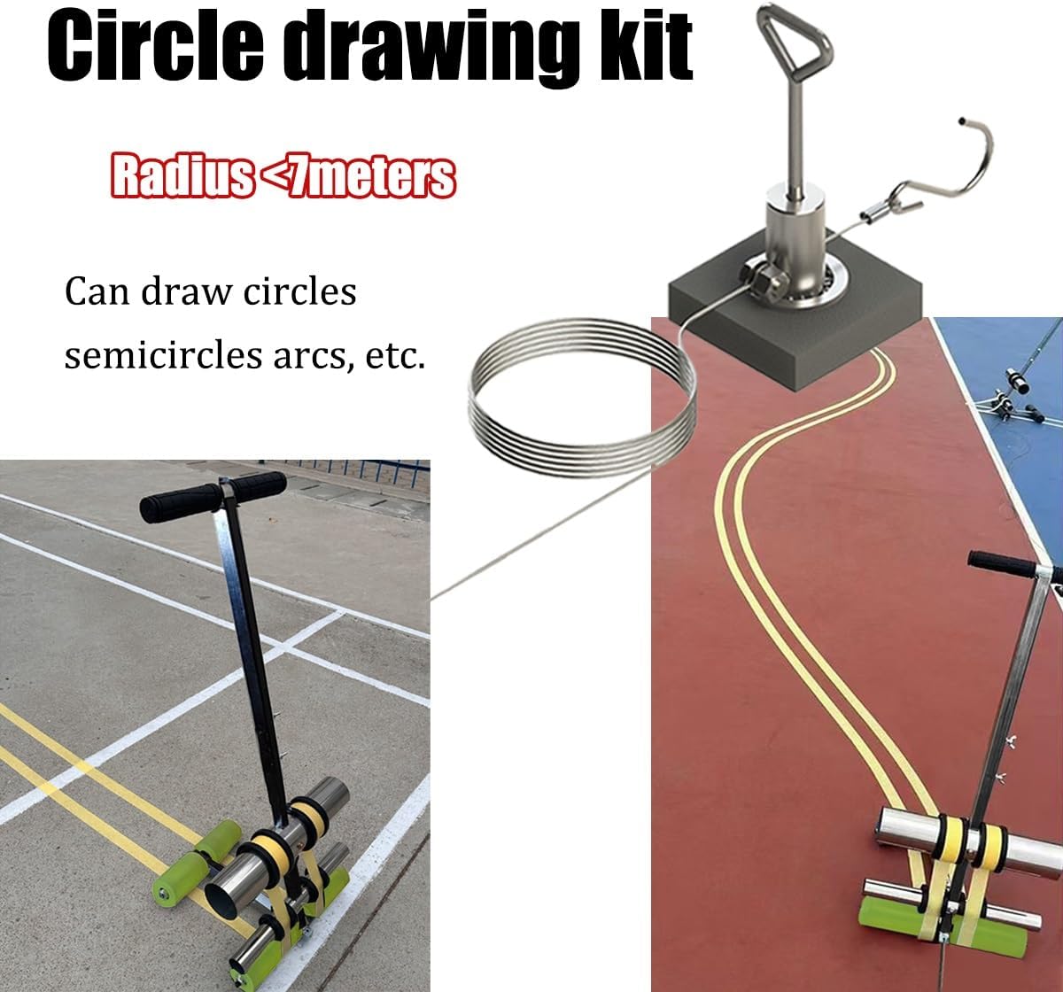Manuale Tape Marking Machine Hand-Push Line Striping Machines Lane Marking Applicator Floor Marking Tool with Drawing Circle Kit for Driveway,Basketball Courts, Road Warning(