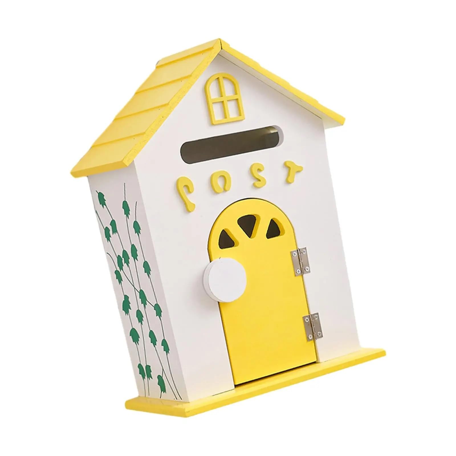 Wall Mounted Mailbox, Wall Mount Wooden Mailbox Multicolor Vintage Outdoor Lockable(Yellow)
