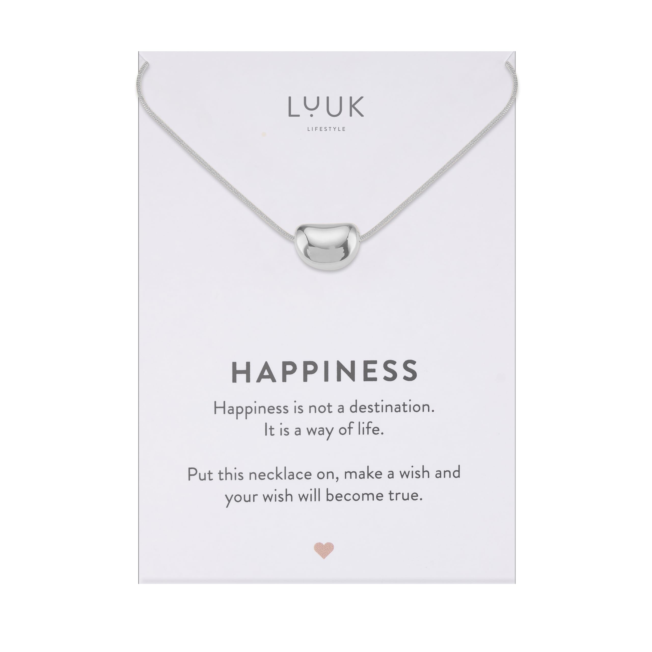 LUUK LIFESTYLE Filigree stainless steel necklaces with pendants in a timeless design with HAPPINESS card, women's jewellery and gift idea, gold, silver and rosegold