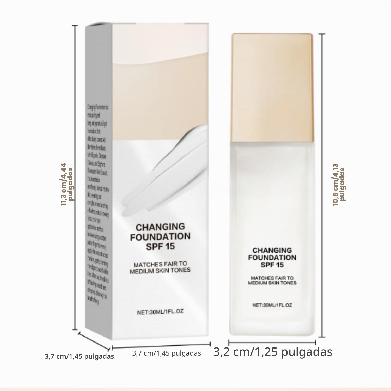 Cosmetics Changing Foundation - Base de maquillaje de larga duración con propiedades matificantes, cubrientes e hidratantes adecuadas para diferentes tipos de piel (2 unidades)