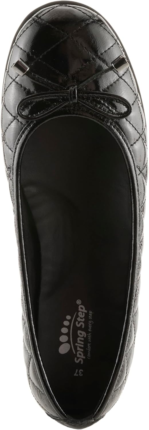Spring Step Women's BALLEQUINA Flats with Quilted Leather, Bow Detail, and Supportive Wedge