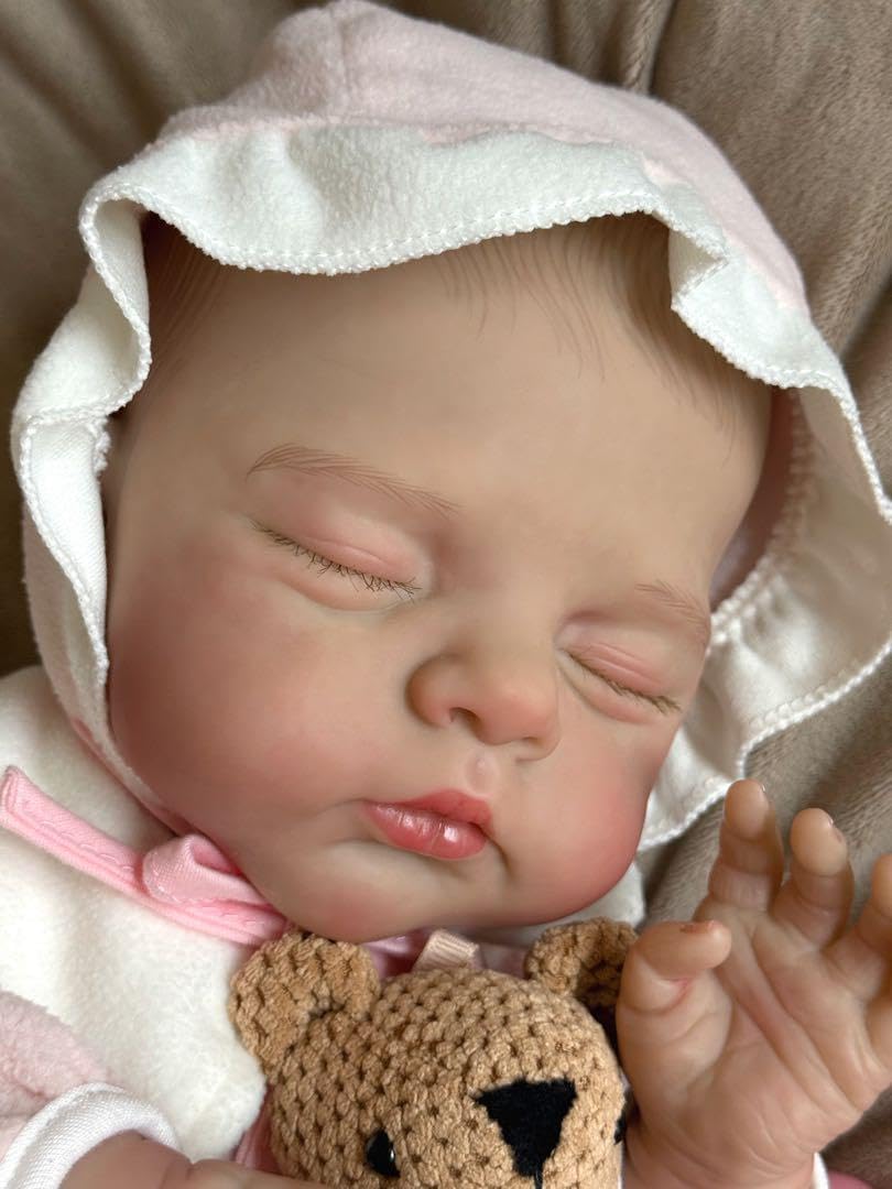 リボーンドール 幸せそうな寝顔 リボーンドール おねんね顔のベビーちゃん45cm ボンネット ドール 顔