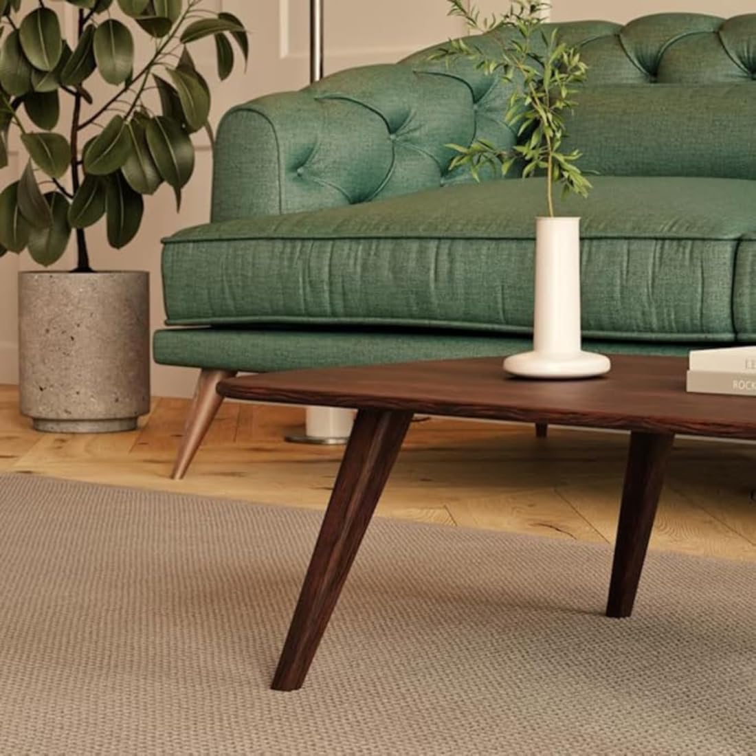Wooden Expert Solid Big Sheesham Wooden Coffee Tables, Wooden Coffee Table for Living Room Wooden, Wooden Coffee Table for Home Minimalist Walnut Color Modern Rectangle (65x50x40Cm) 2