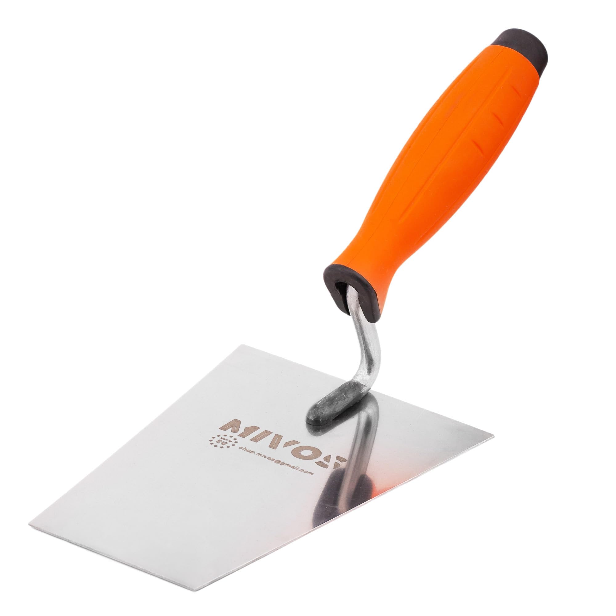Mivos Lot de 3 Truelles Trapézoïdales en Acier Inoxydable 130 160 180 mm - Truelles de Maçon et Plâtrier - Forme Trapèze - Spatules de Lissage avec Poignée en Caoutchouc - Made in EU