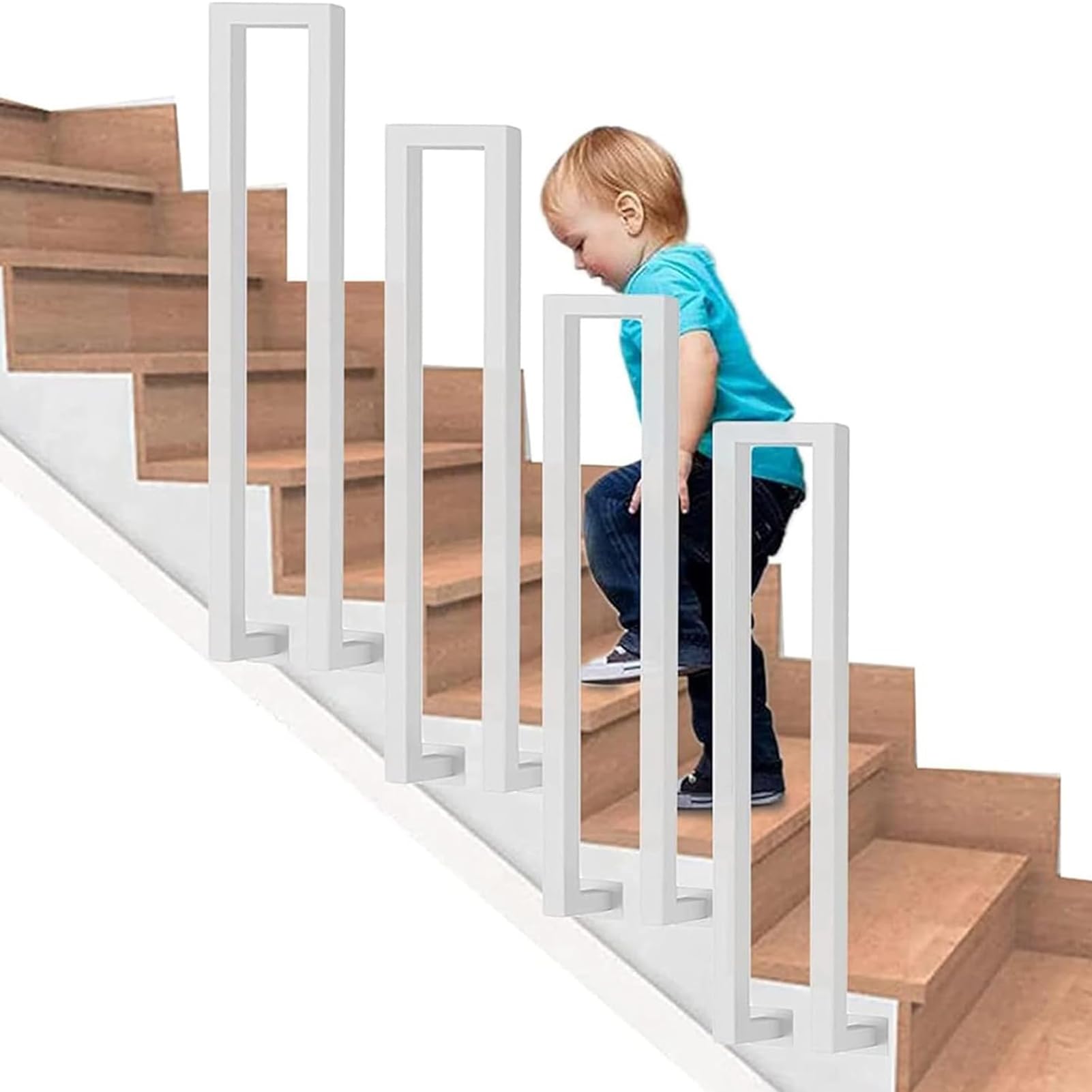 Rampe d'escalier enfant en fer blanc U 90 cm durable pour maison