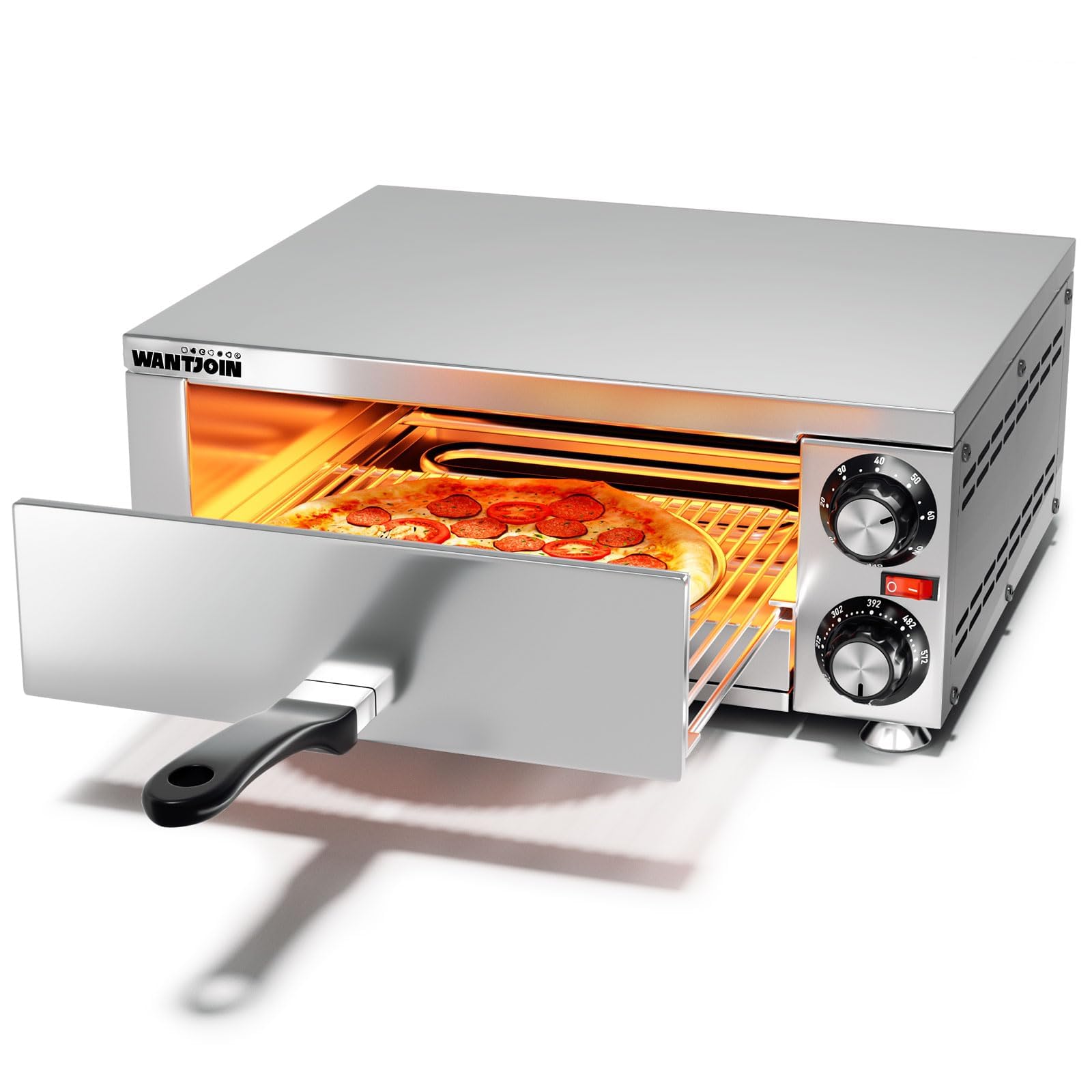 Wantjoin Pizza Oven Indoor - Electric Pizza Ovens Countertop Stainless Steel Commercial Pizza Maker Fits 12