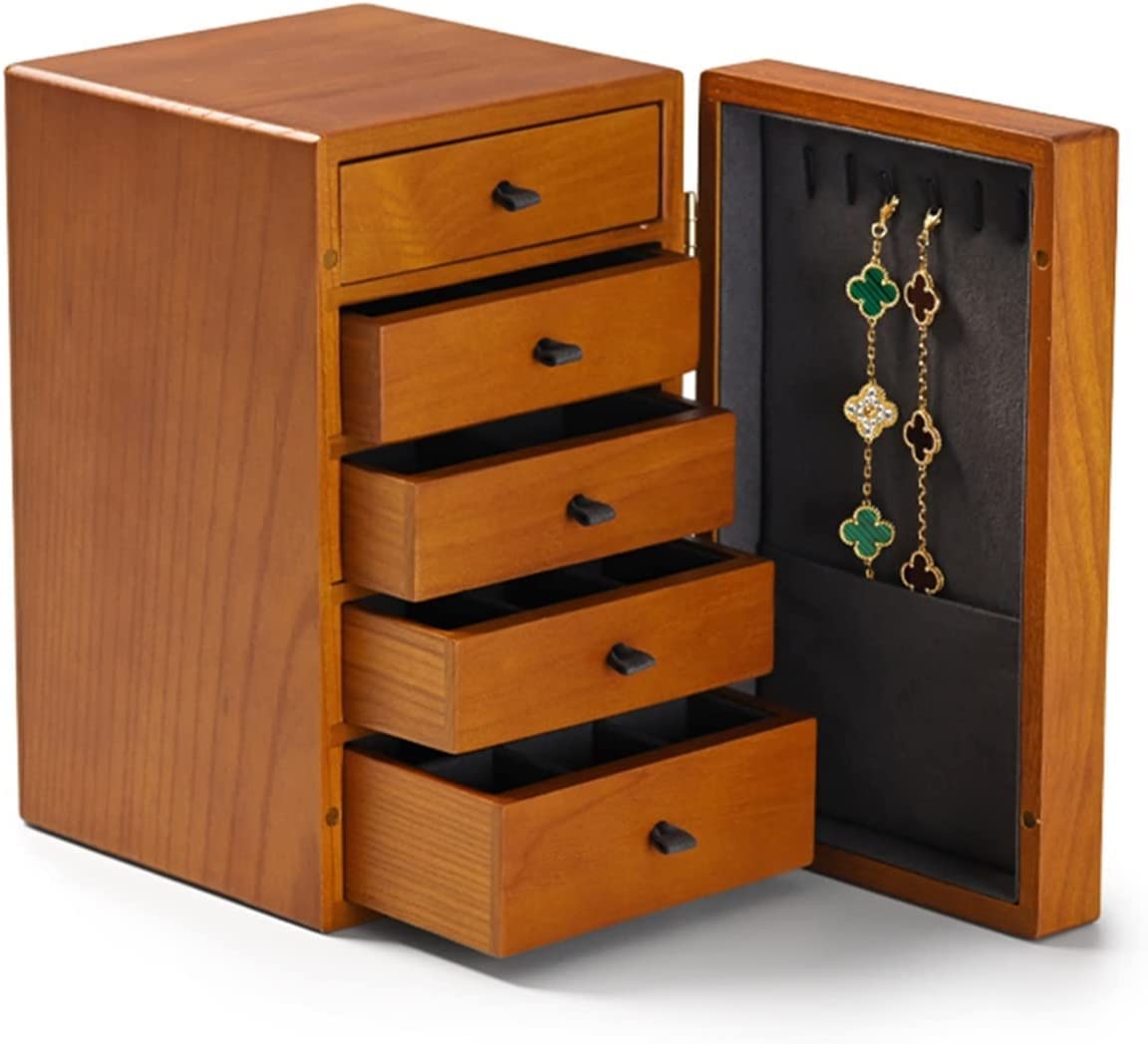 Holz-Schmuckkästchen, Schublade, 5 Schichten, für Ringe, Ohrringe, Uhren, Anhänger, Halsketten, Schmuckkästchen, Schmuckaufbewahrung, Schmuck-Organizer, Aufbewahrung, Schmuckschatulle Stabilize