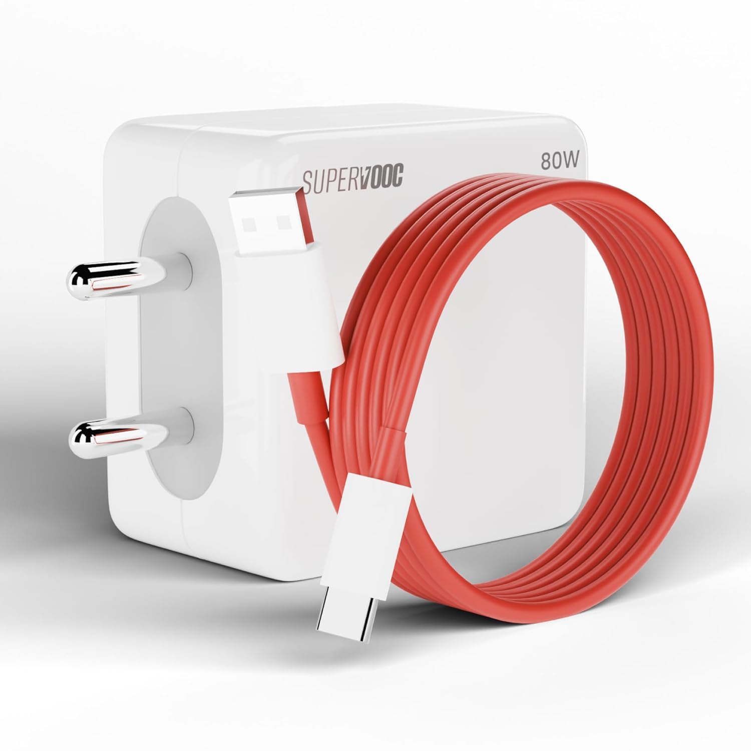 80W Type-C Charger for Op-po A59 Original QC Adapter Type C 3.0A High Speed Fast Turbo Charge QC 3.0 Smart SinglePort with 1m Type-C Red Charging & Sync Cable (White, Dash, SZ.AB2)-image-30