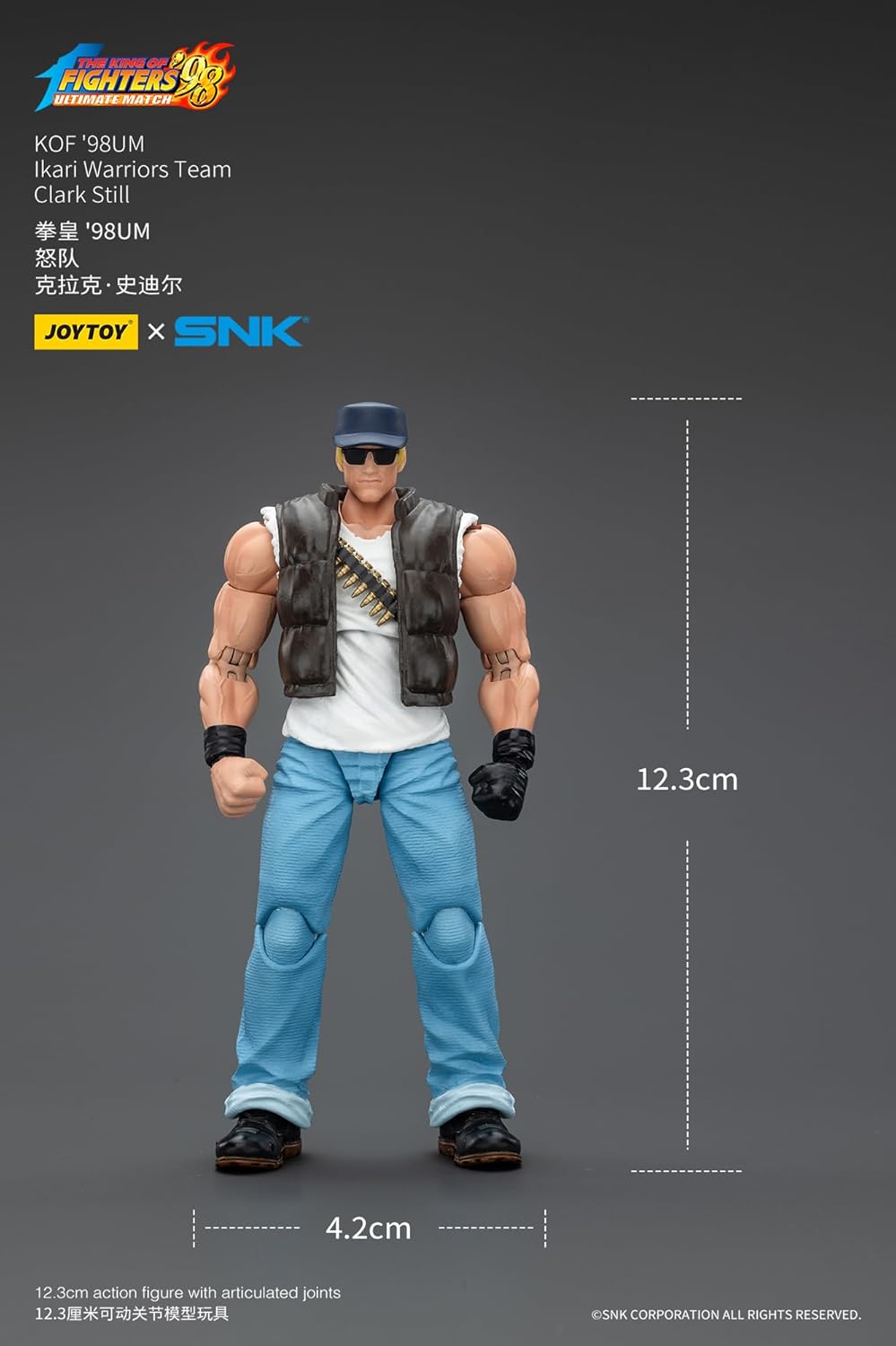 JOYTOY SNK 1/18 Action Figure KOF'98UM Ikari Warriors Team Clark Still Collectible Gifts,Toys for Kids 15+ and Adults 4.84-inch