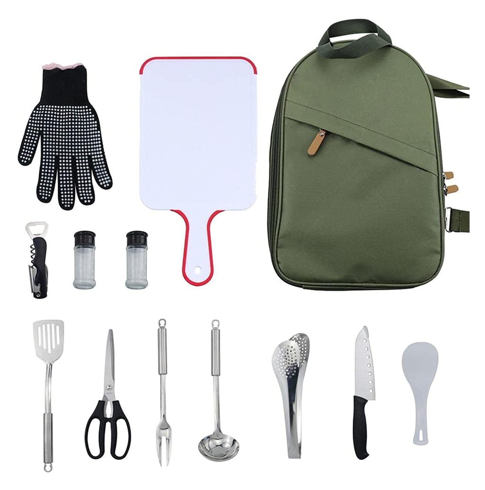 Ustensiles cuisine camping XMING kit 12 pcs en acier inoxydable durable avec sacoche armée