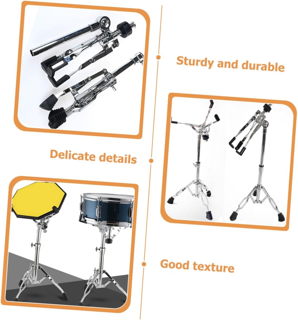 Kisangel Height Snare Drum Stand with Drumstick Holder Portable Alloy Snare Drum Bracket for Practice Pad Secure Double-braced Rack for Drummers of All Levels