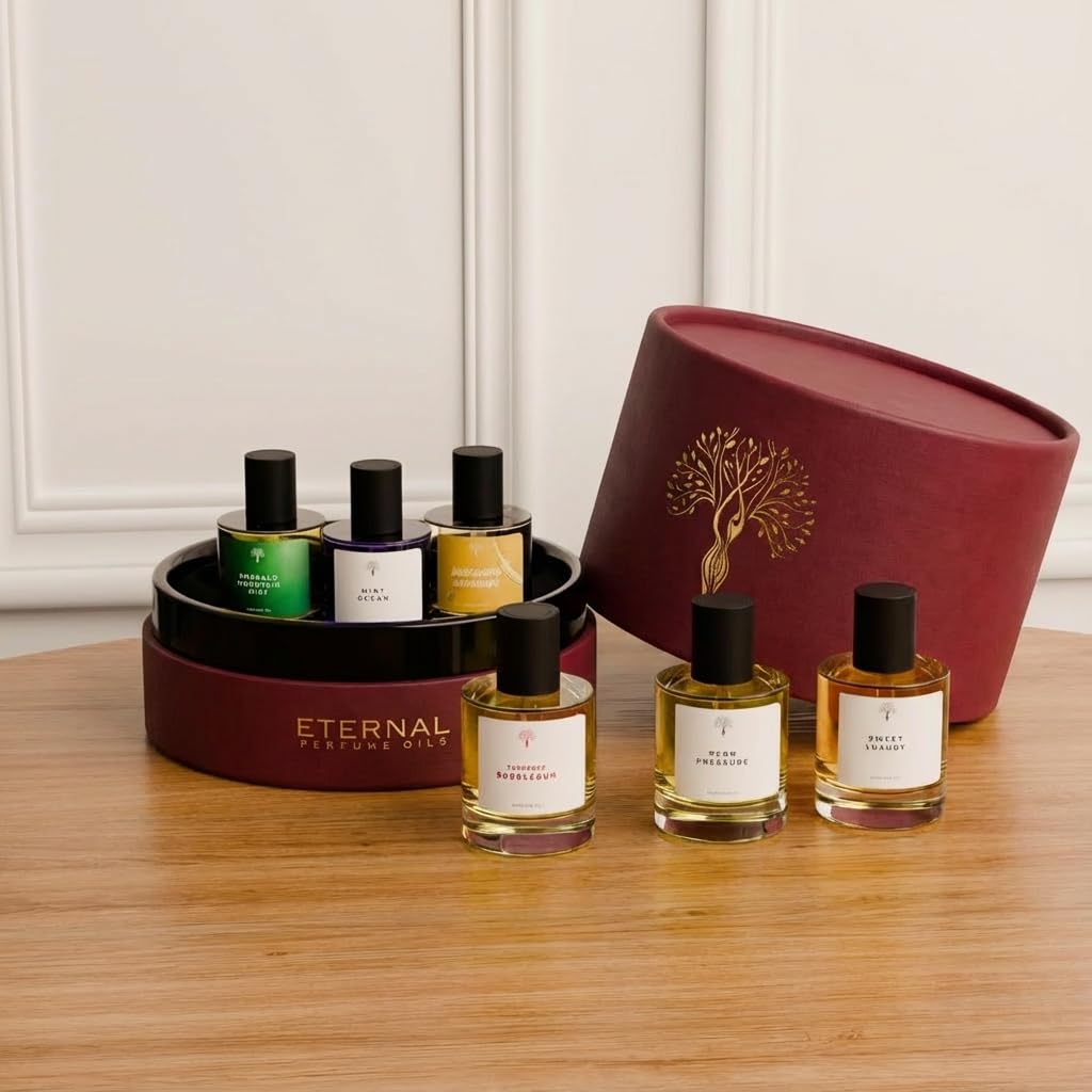 Unique Gift Set | 6 Pcs Exquisite Scents Inspired by Iconic Fragrances | Long-Lasting - Unisex Perfume Oils(Bubble Gum Pear Pressure,Sweet Luxury, Sunflower Lemonade,Emerland Mountain Mist,Mint Ocean)