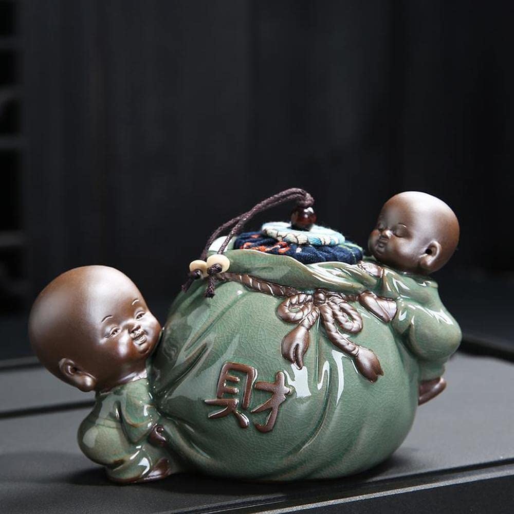 Kawa Pieczęcie Pieczęci Słoik Słoik słoik z fasolą kawy Jar 15 cm chiński ceramiczny mnich herbaty słoik uszczelnione pudełko puer herbata herbata kung fu herbata