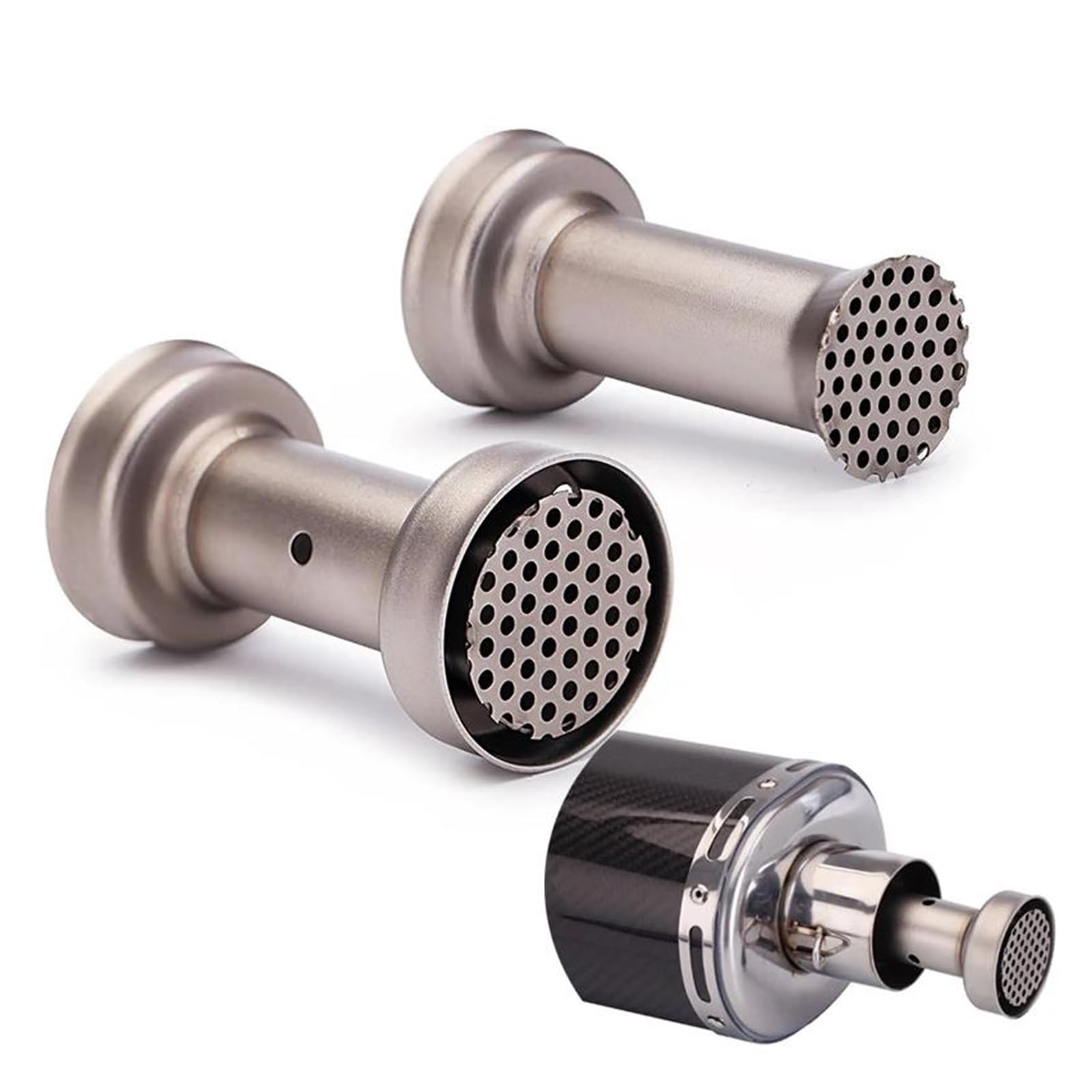 Silenziatore Marmitta Universale del Motociclo 47mm 51mm Anteriore Mid End Catalizzatore Db Killer per Silenziatore di Scarico Moto Silenziatore Rumore Suono Scarico Silenziatore (Misurare : E)