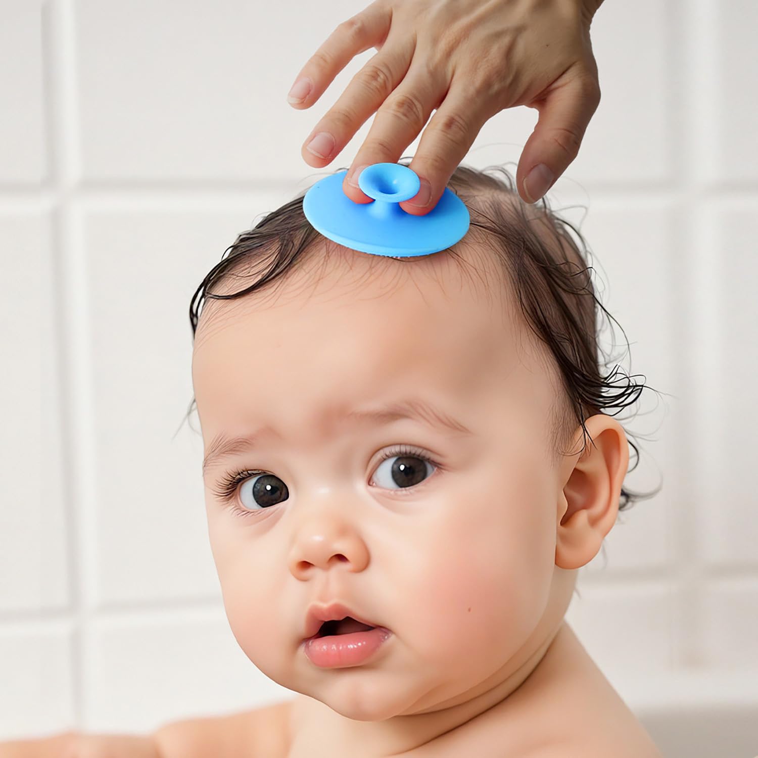 2 PCS Peigne pour Croûtes de lait, Brosse de Bain pour Bébé, Peigne pour Enfants, Arc de Forme Brosse à Cheveux, Aide à Masser Doucement le Cuir Chevelu?Baleine bleue?