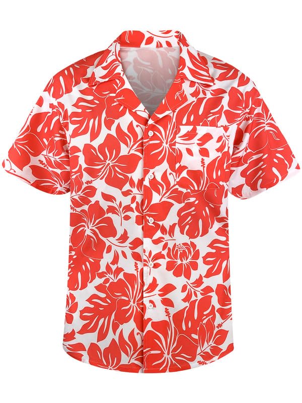 AINIKO Men's Short Sleeve Hawaiian Shirt Quick Dry Loose Fit, Floral Print Tropical Cruise Beach Button Down Graffiti Aloha