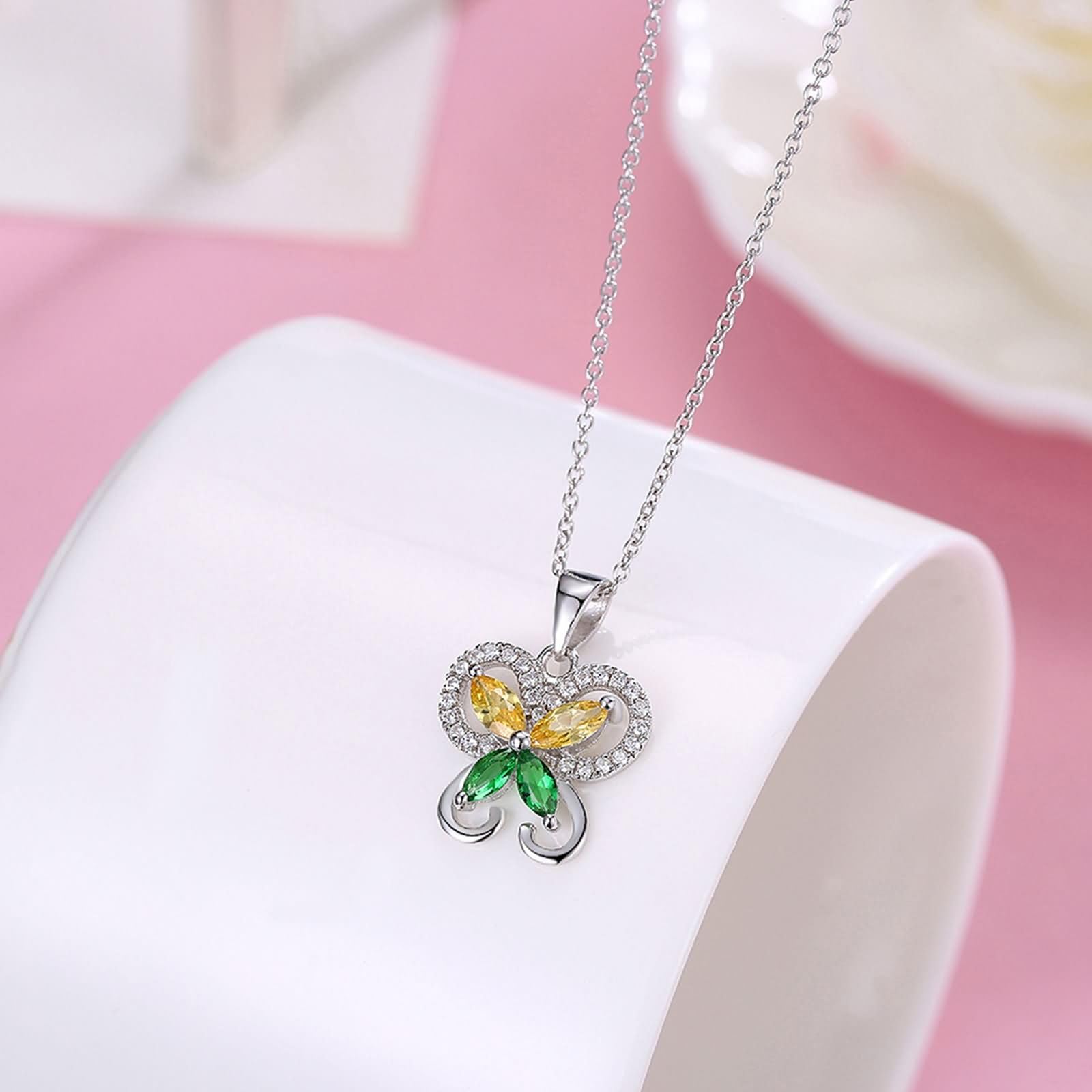 Donna Ciondoli Collana Argento,Ciondolo Collana Donna Argento Sterling 925 Farfalla con Zirconia Cubica Collane Argento