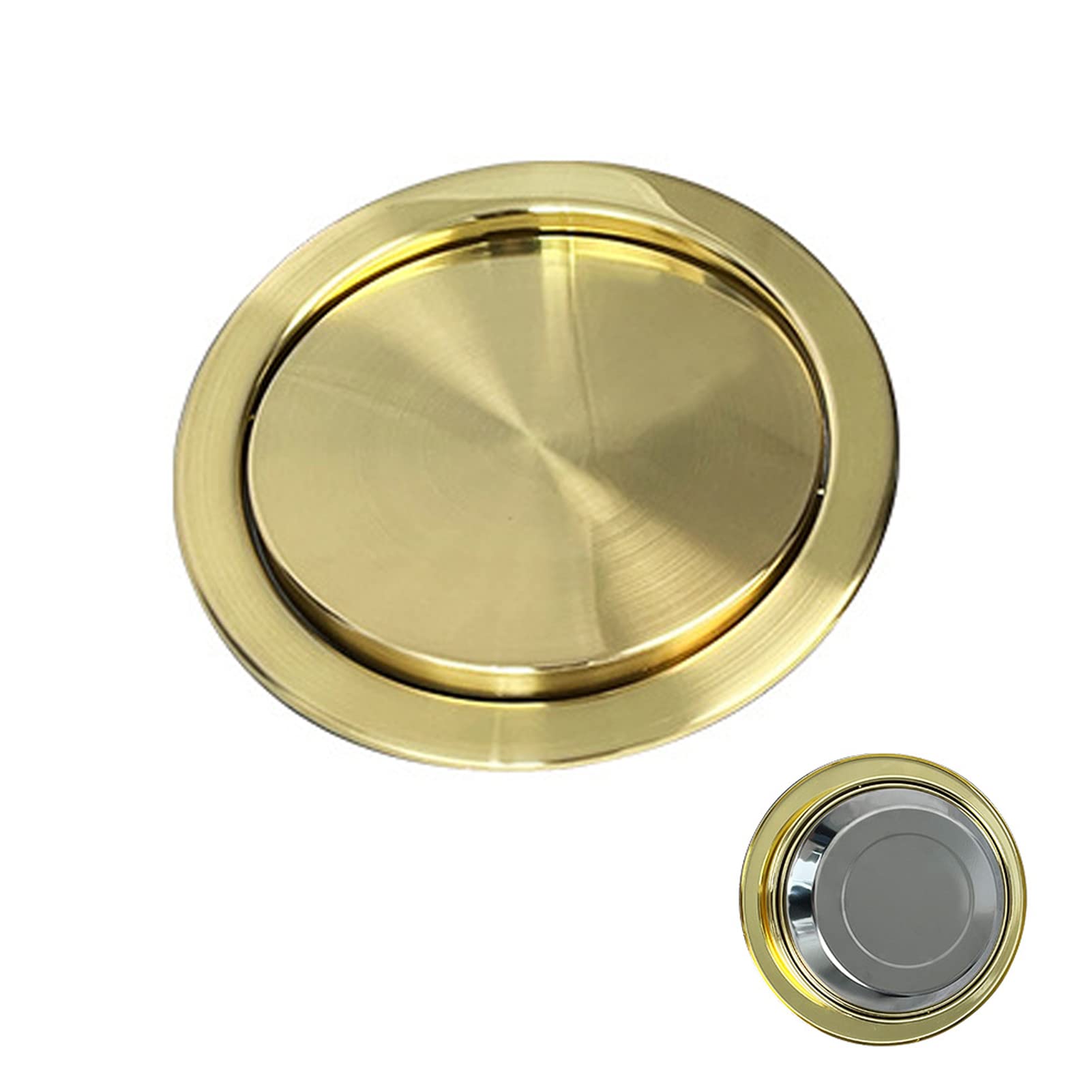 Trash Can Balance Flap Cover Embedded Countertop Built-in Garbage Rotating Top Lid(Gold)
