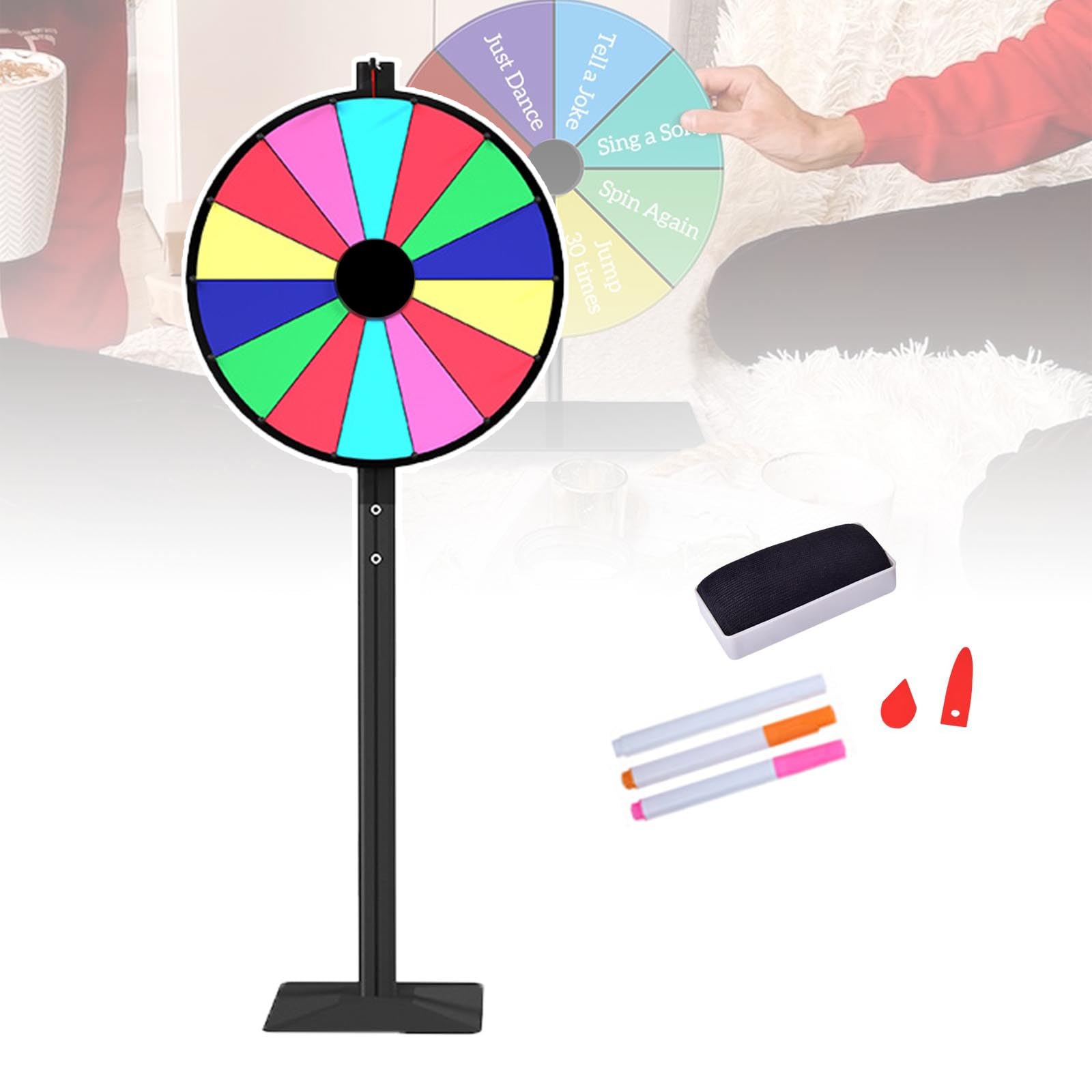 Plateau Tournant Coloré de 61 Cm Effaçable avec Support de 14 Emplacements pour les Jeux de Hasard