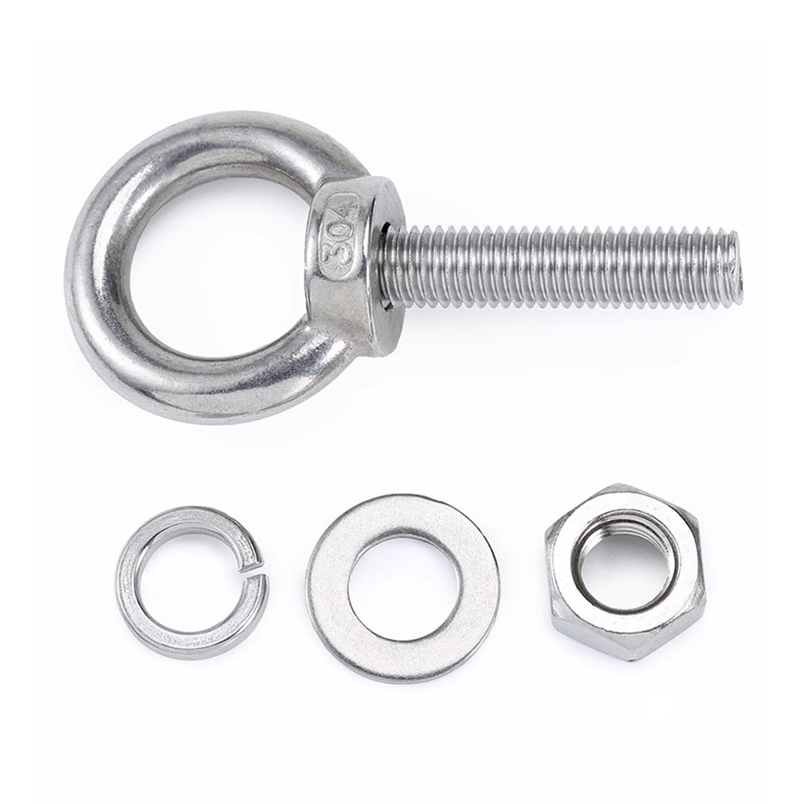 Pernos de ojo Pernos de argolla, Pernos de argolla de alta resistencia, Pernos de argolla de acero inoxidable 304 M16 Kit de pernos de argolla con anillo de elevación de rosca macho con tuercas de seg