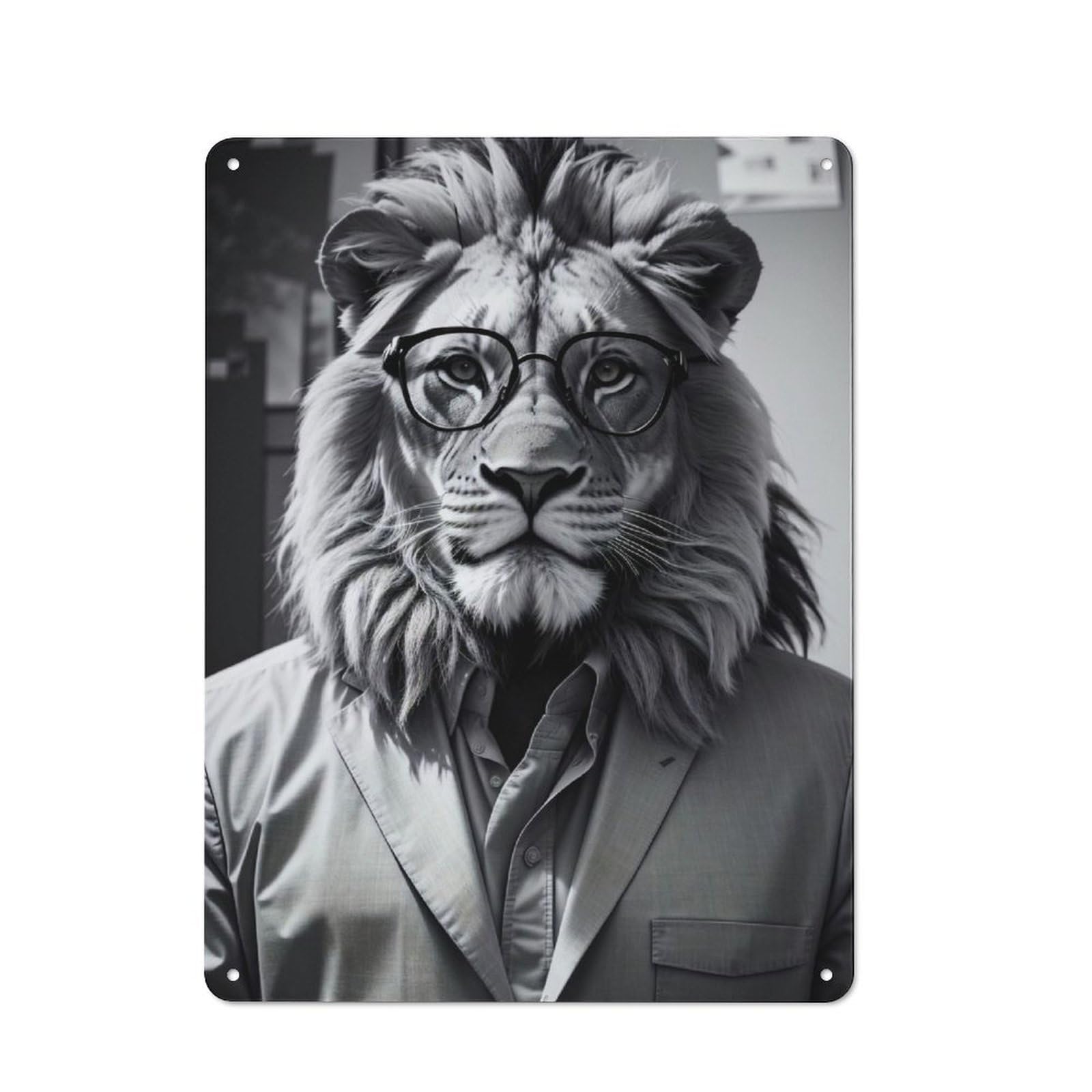 Junmoney Lion Glasses Funny Cottage Style Metal Wall Decor 40X30cm, Farmhouse Metal Sign For Kitchen, Cottage, Porch Or Garden Room