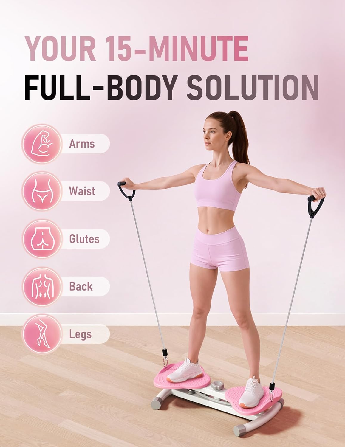 Waist Twister Machine for Body Toning, Fat Burning, Supports 300 lbs, Noiseless, Anti-Slip, Compact Portable for Home, Gym, Apartment, Office