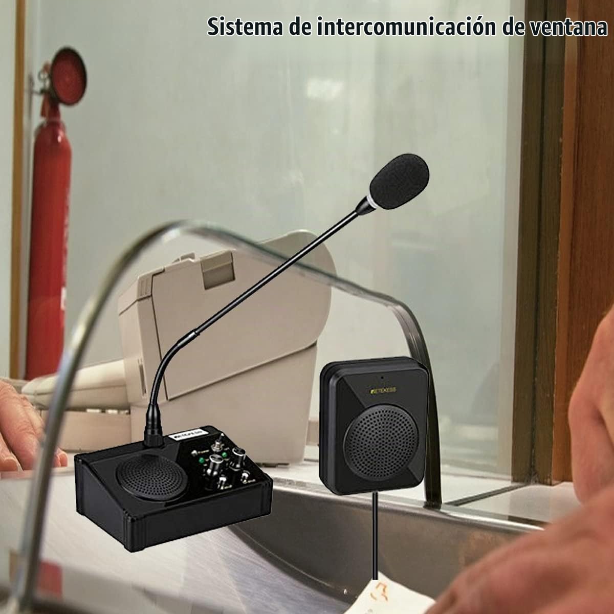 Retekess TW106 Altavoz de Ventana, Sistema de Intercomunicación de Mostrador, Intercomunicador de Ventana de 2 Vías para Escuela, Ventanilla de Boletos, Consultorio Médico, Clínica, Banco | Intercomunicador de Ventana de 2 Vías para Escuela, Ventanilla de