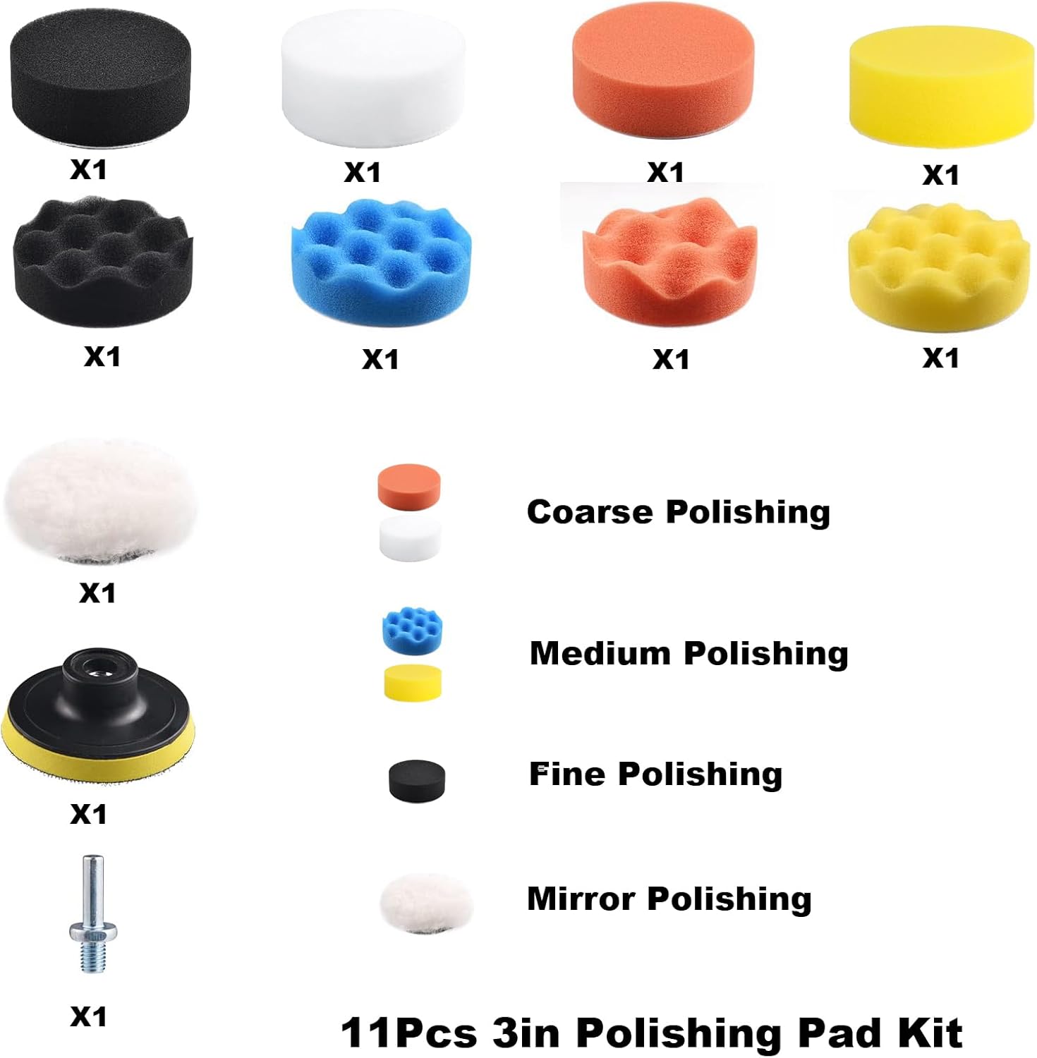Polishing Pad, Polishing Pad Kit, 11 Pcs 3 Inch Polishing Pad Kit, 3 Inch Buffing Pads - Image 3