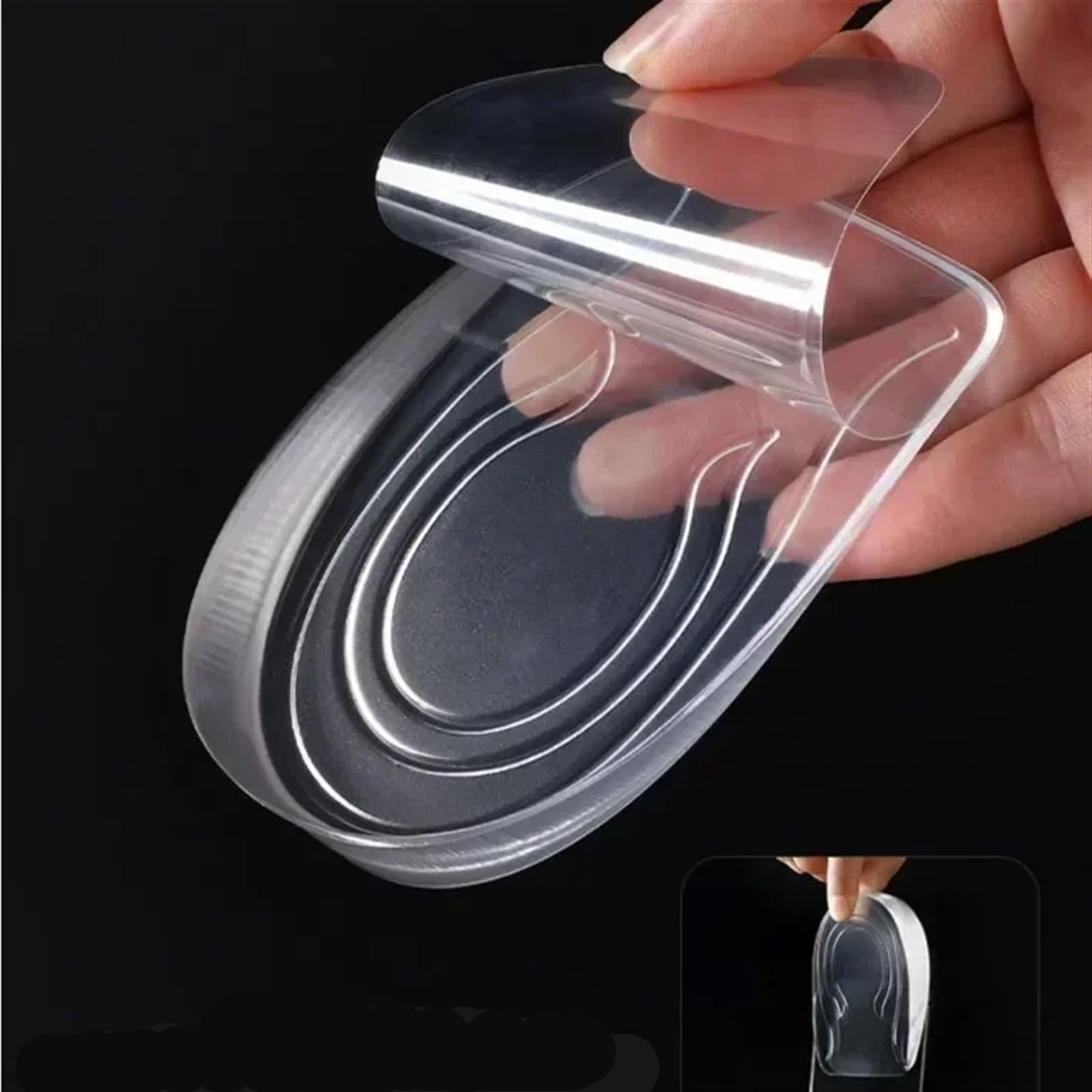Solette per aumentare l'altezza 6 Pz/3 Paia 1-3 CM Invisibile Aumento Di Altezza Solette Inserti Sollevamento Del Tallone Silicone Trasparente(Women1cm)