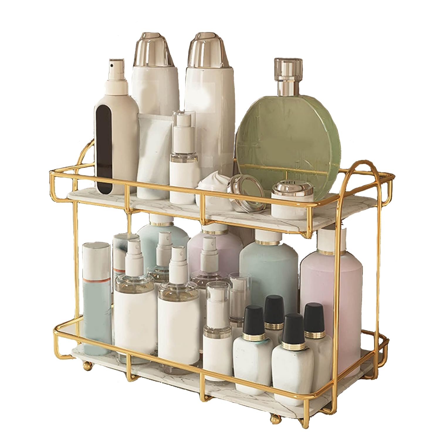 Organizzatore Da Bagno A 2 Livelli | Scaffale Per Cosmetici E Trucchi | Metallo, Design Nordico | Per Vanità - Foto 5