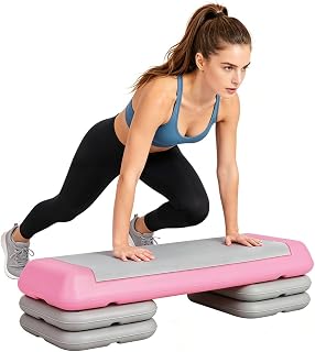 Aerobic Step Platform Height Adjustable Workout Step | Fitness Strength Training with Risers Exercise Platform for Home Gym