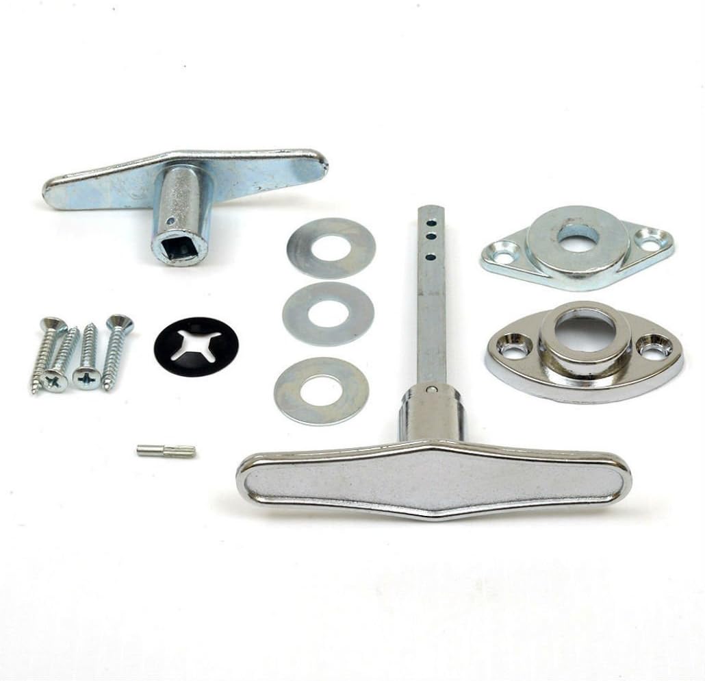 Garage Door T-Handle Assembly (No Keys) - Silver, Chrome, 5.6 x 4.9 x 1.5 inches