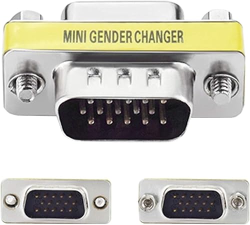 Miniatura 4 de Adaptador VGA, paquete de 5 acopladores macho a hembra, cambiador de género de alta resolución, SVGA, XGA, UXGA, Full HD, compatible con WUXGA, para