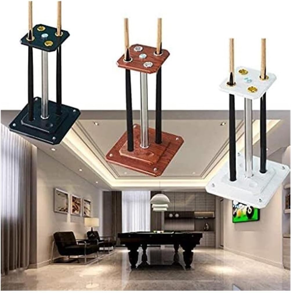 Wooden Floor-Standing Pool Cue Rack, Holds 4 Billiard Cues, Metal Eyelet, Stable Snooker and Pool Stick Holder