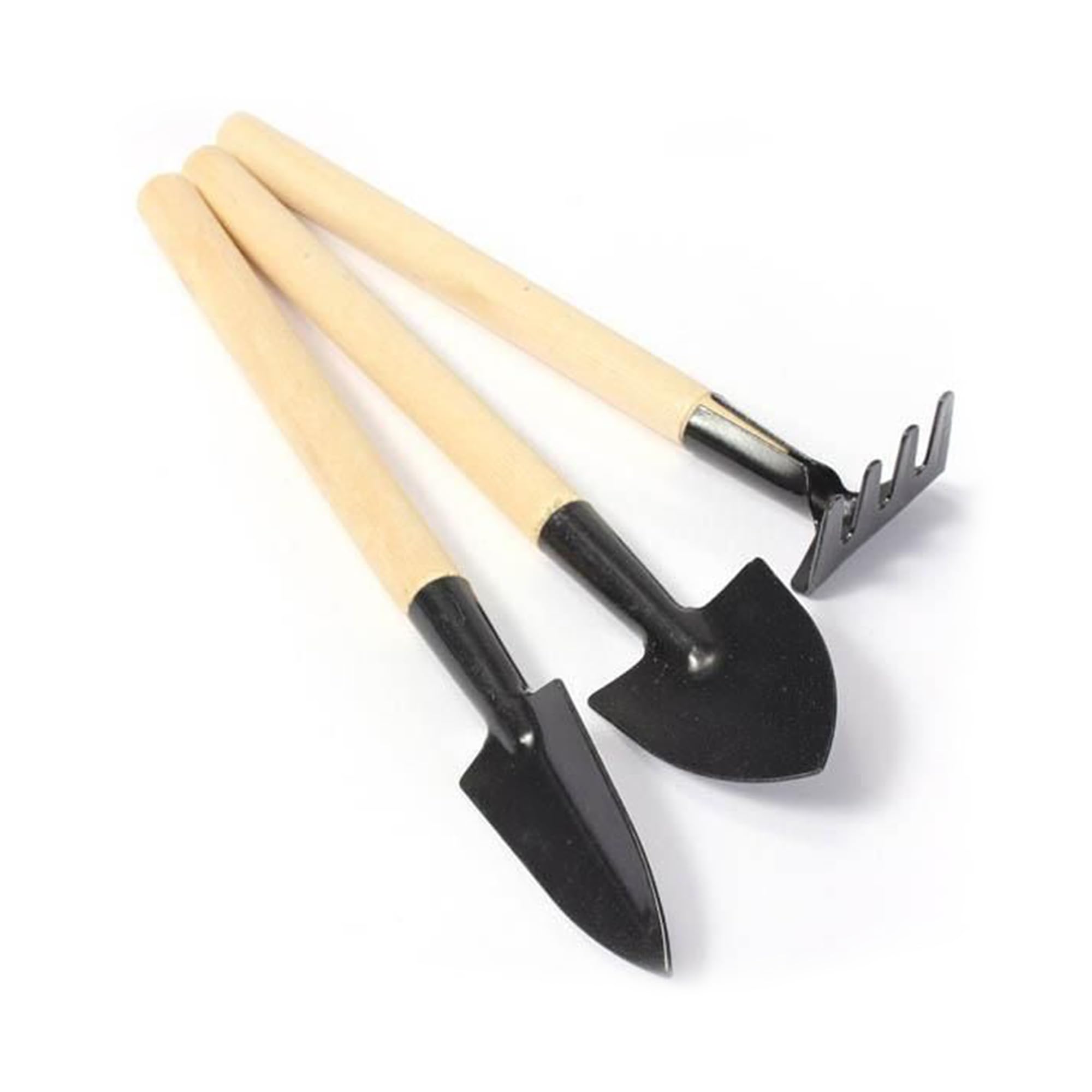 STI GREEN 3Pcs Kids Gardening Tool Set | Mini Garden Shovel, Spade & Rake with Wooden Handles | Safe & Durable Metal Head Tools for Children’s Outdoor Gardening, Planting & Learning Fun