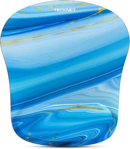 TECKNET Alfombrilla de mouse con soporte de muñeca, alfombrilla ergonómica para mouse para juegos, alivio del dolor, alfombrilla de mouse portátil y