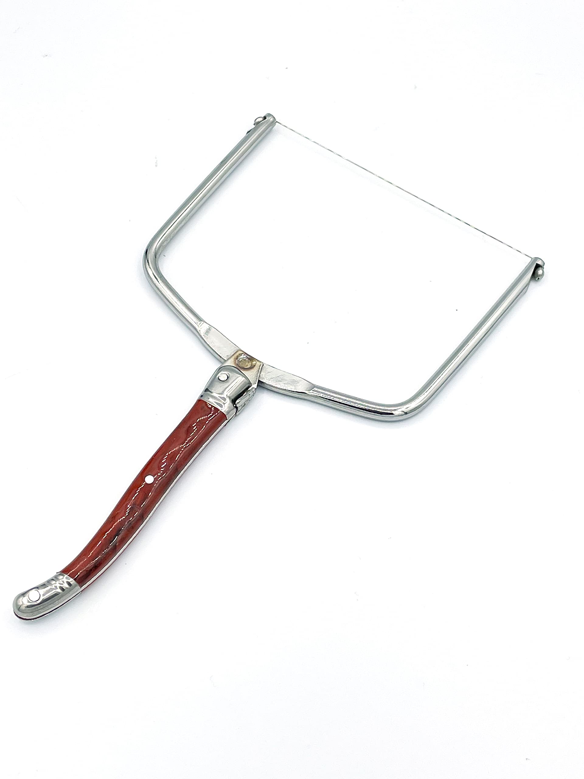 Laguiole Premium Sturdy Stainless Steel Cheese Slicer / Lyre For Hard & Soft Cheeses, Red Handle by Roger Orfevre