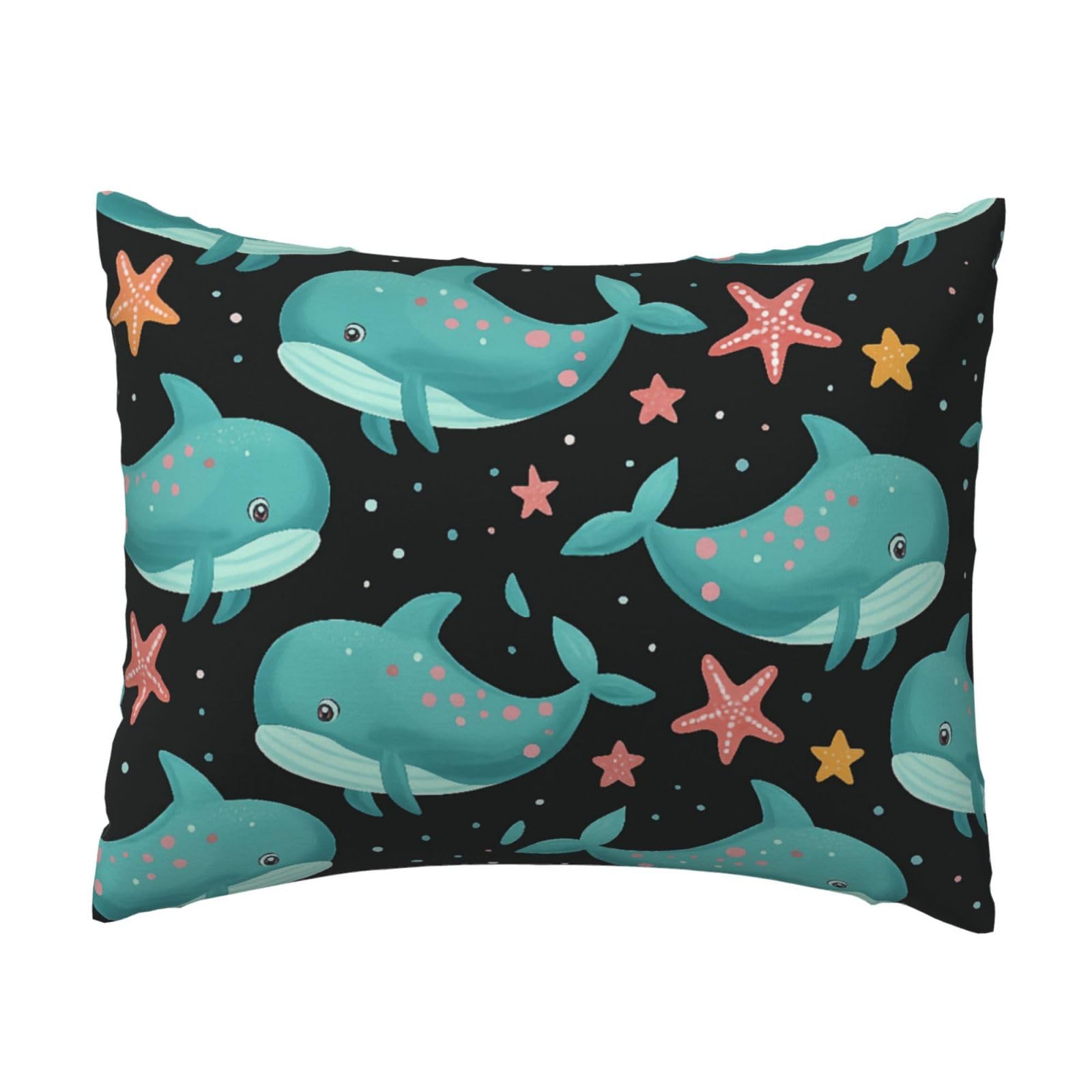 Cute Whale & Starfish Pillowcase Soft Plush with Zipper Decorative Pillowcovers 16x20 in