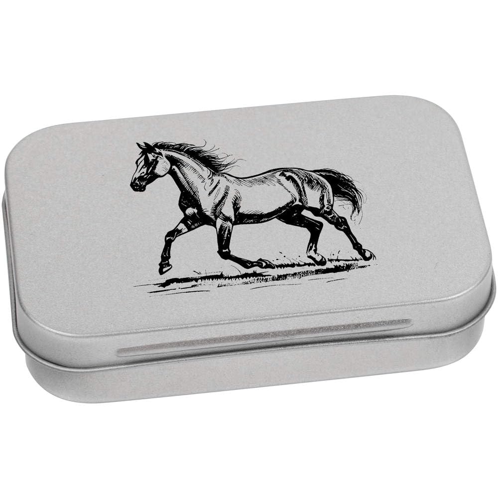 Azeeda 95mm 'Horse Trotting' Metal Hinged Tin/Storage Box (TT00237390)