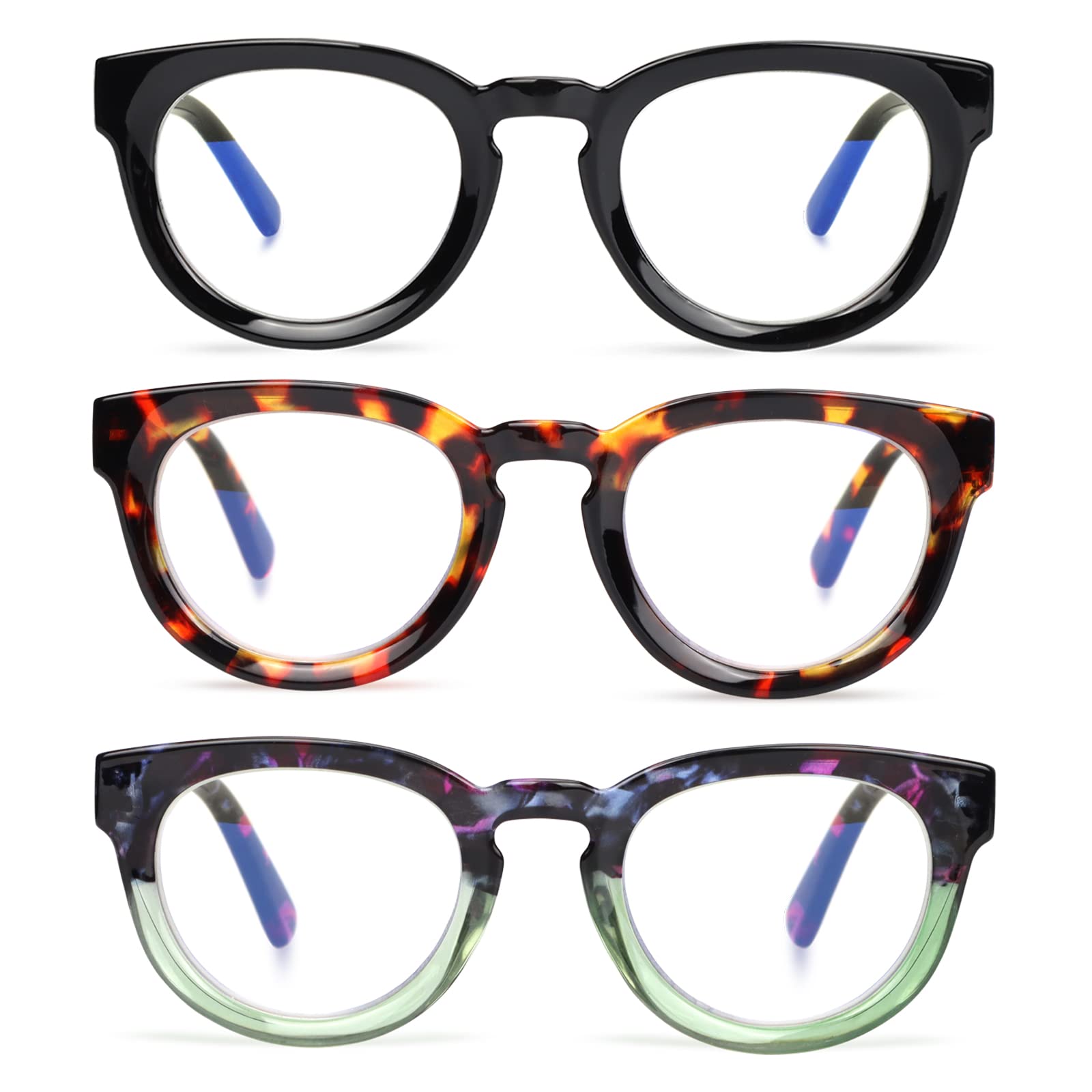 CHOFILORD Blue Light Blocking Reading Glasses Computer round Eyeglasses