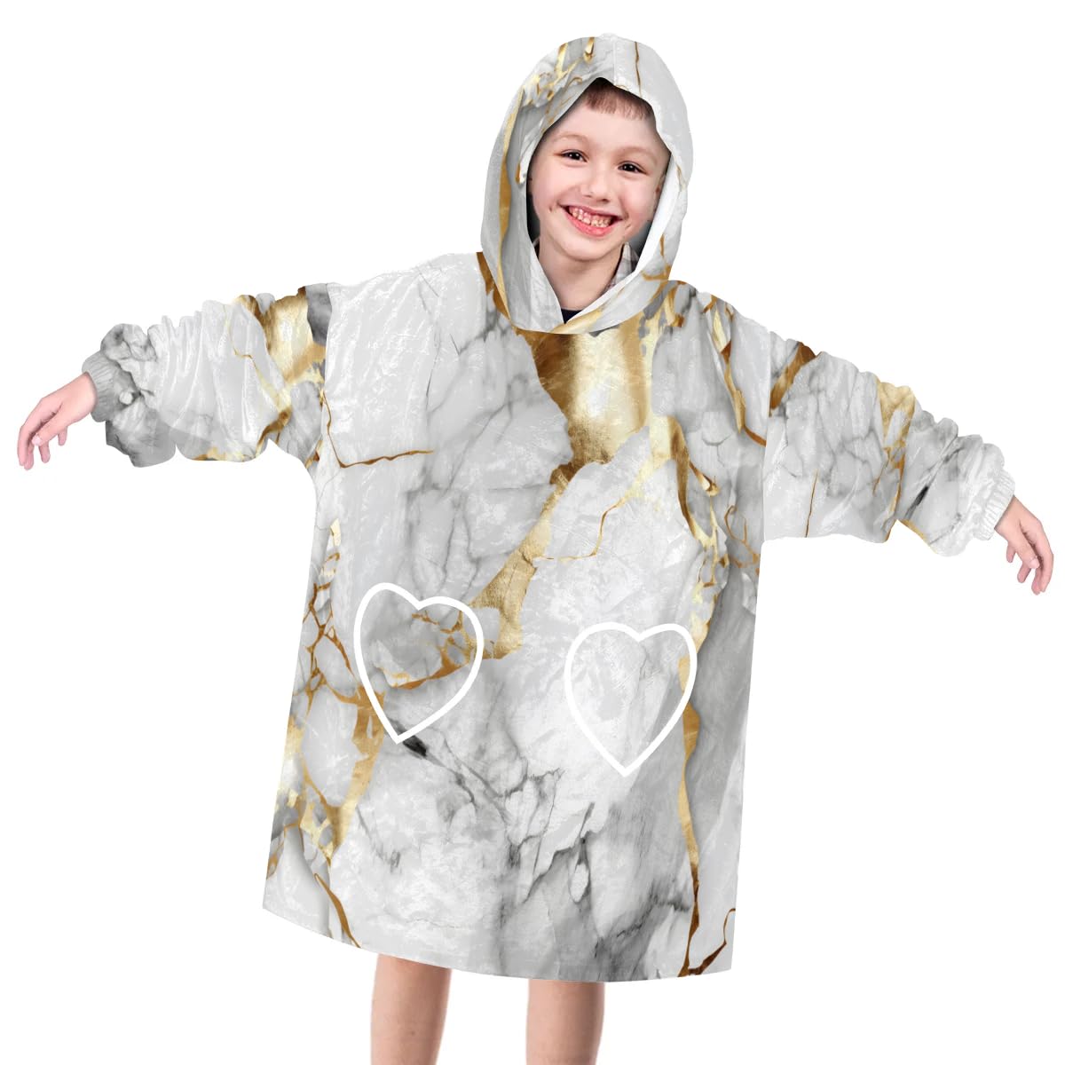 Pardick Wearable Blanket Hoodie for Kids, Abstract Marble Fleece Sweatshirt Blanket Oversized Blanket Sweatshirt with Pocket Flannel Warm Hooded Blanket 6-10 Year Old Girl Boy Gift, One Size