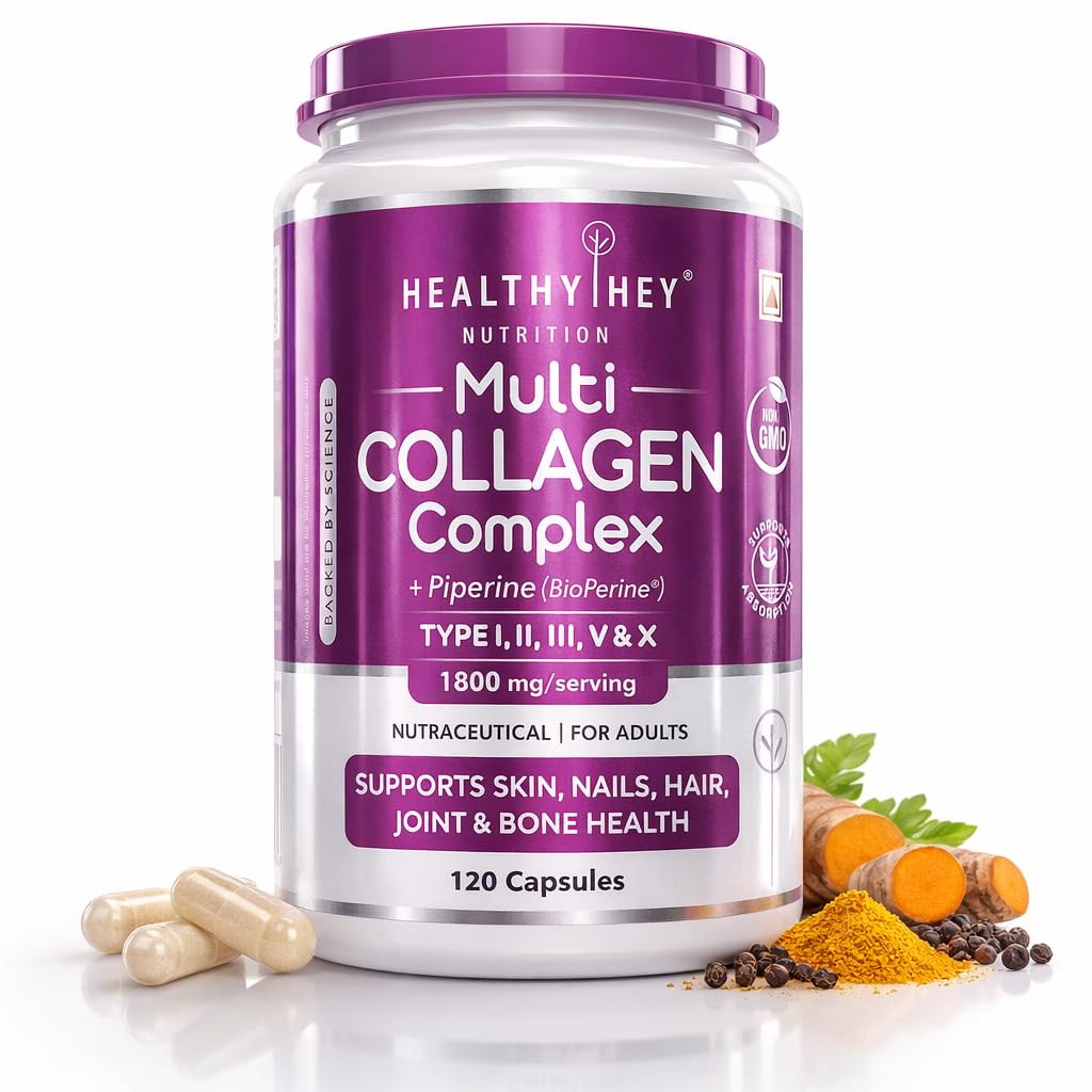 HealthyHey Nutrition Multi Collagen Complex - Type I, II,III, V & X - 120 capsules-image-11