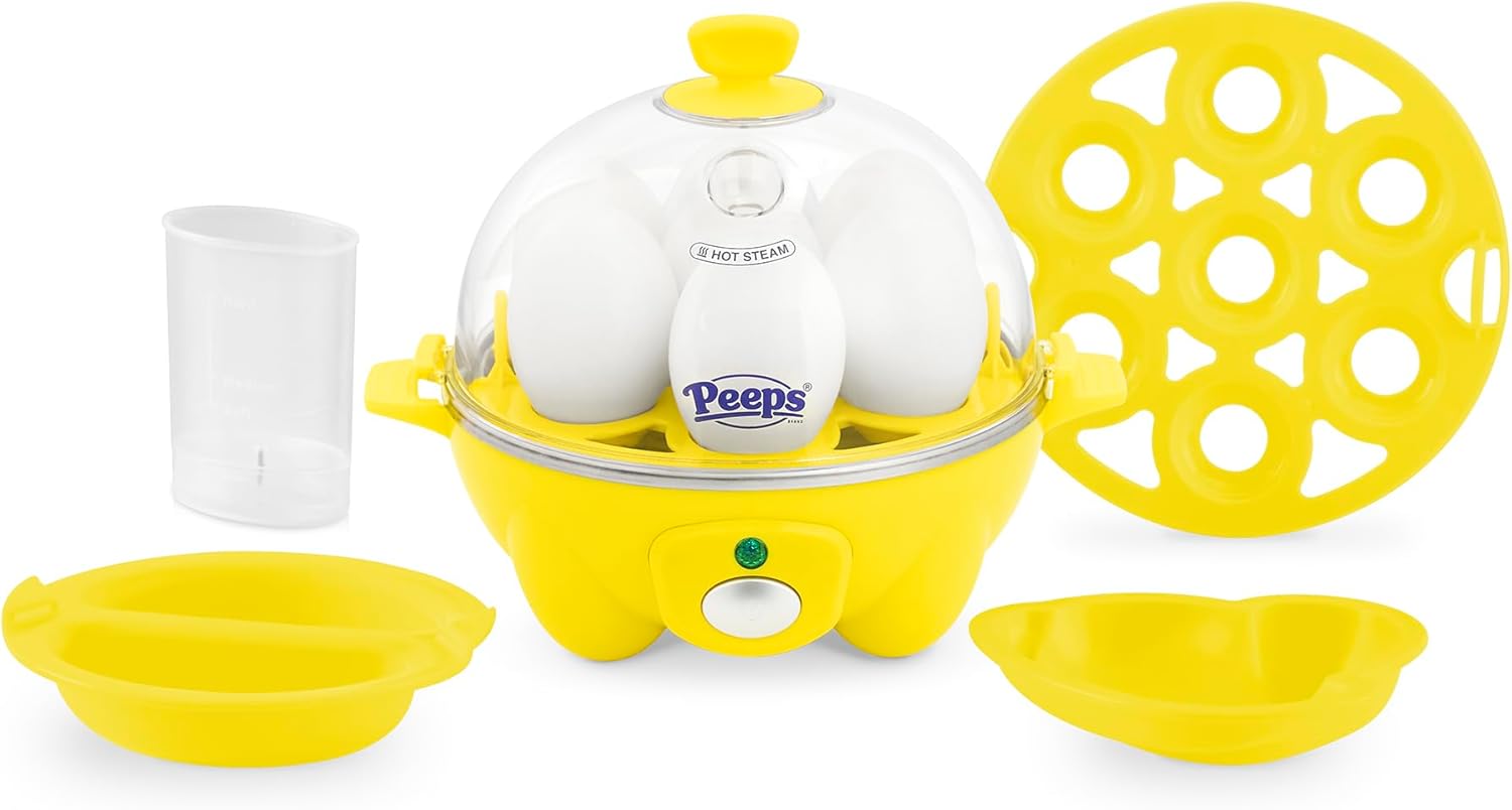 Product image of PEEPS x Dash Chick Rapid Egg Cooker: 7 Egg Capacity Electric Egg Cooker for Hard Boiled Eggs, Poached Eggs, Scrambled Eggs, or Omelets with Auto Shut off Feature - Yellow