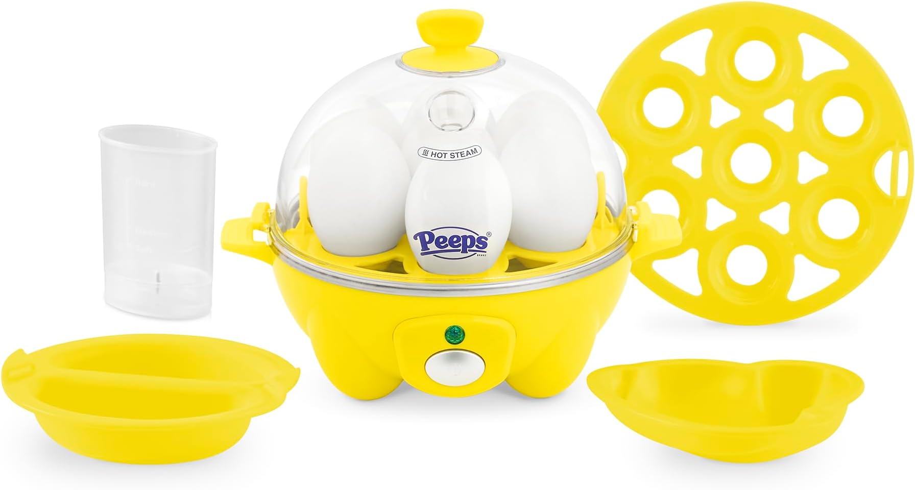 PEEPS & Dash Rapid Egg Cooker - Boiler, Poacher & Steamer - Includes Measuring & Recipe Guide - Dishwasher Safe - BPA Free - Holds 7 Eggs, Yellow